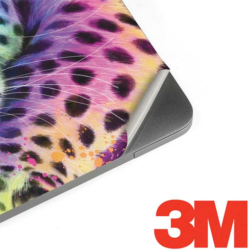 Neon Rainbow Cheetah with Rose by Sheena Pike MacBook Skins