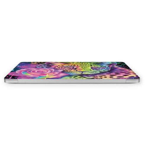 Neon Rainbow Cheetah with Rose by Sheena Pike Apple MacBook Pro 16-inch Skin