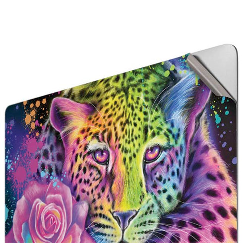 Neon Rainbow Cheetah with Rose by Sheena Pike Apple MacBook Pro 16-inch Skin