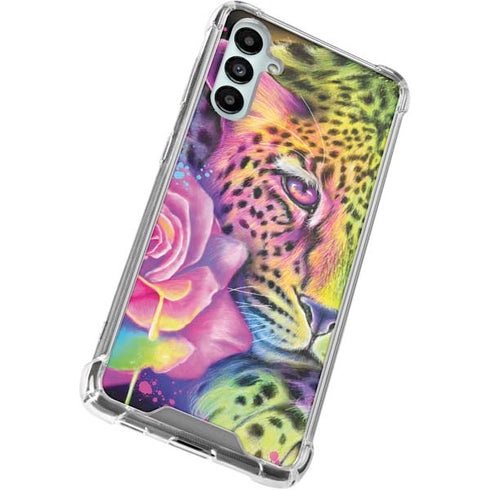 Neon Rainbow Cheetah with Rose by Sheena Pike Gabb Phone 4 Clear Case