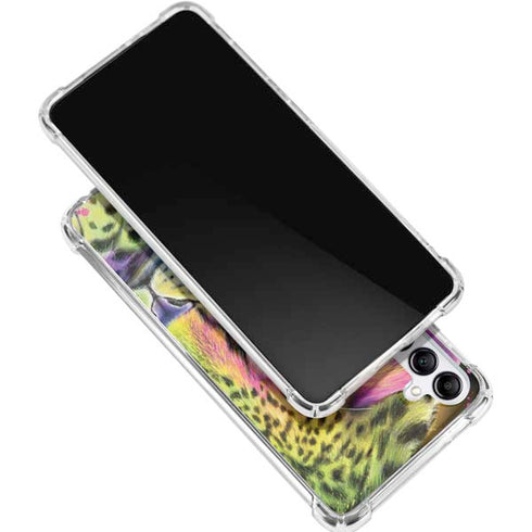 Neon Rainbow Cheetah with Rose by Sheena Pike Gabb Phone 4 Clear Case