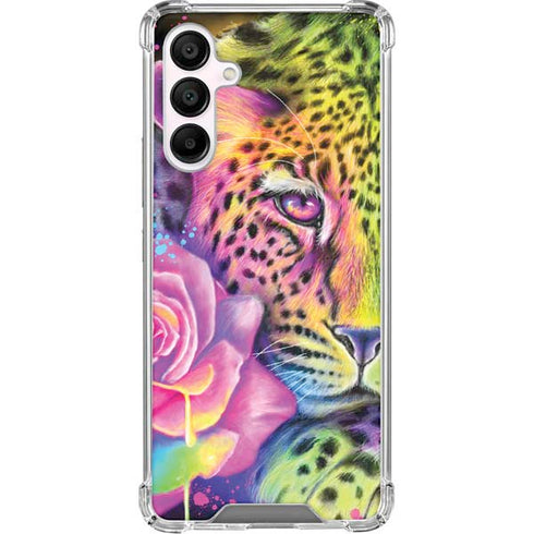 Neon Rainbow Cheetah with Rose by Sheena Pike Galaxy A16 5G Clear Case