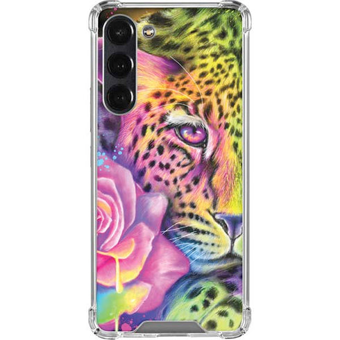 Neon Rainbow Cheetah with Rose by Sheena Pike Galaxy S24 FE Clear Case