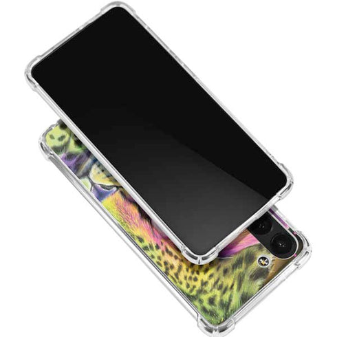 Neon Rainbow Cheetah with Rose by Sheena Pike Galaxy S24 FE Clear Case