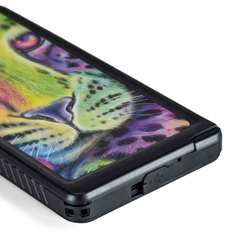 Neon Rainbow Cheetah with Rose by Sheena Pike Galaxy S24 Ultra Waterproof Case