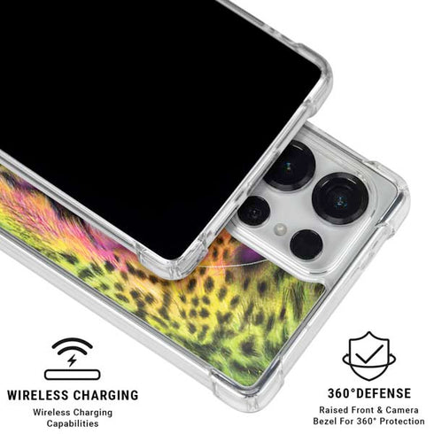 Neon Rainbow Cheetah with Rose by Sheena Pike Galaxy S25 Ultra Clear Case