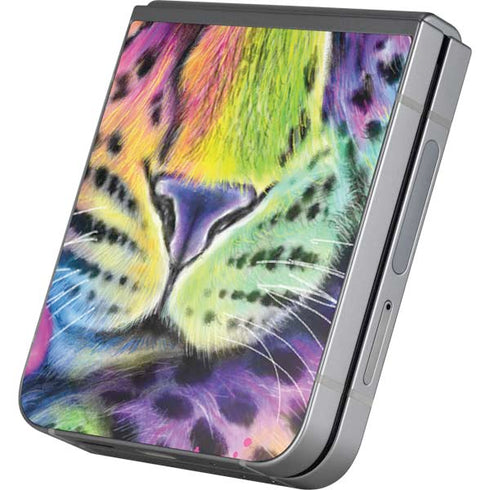 Neon Rainbow Cheetah with Rose by Sheena Pike Galaxy Z Flip6 Skin