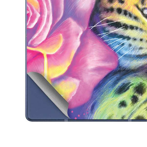 Neon Rainbow Cheetah with Rose by Sheena Pike Galaxy Z Fold6 Skin