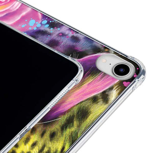 Neon Rainbow Cheetah with Rose by Sheena Pike iPad 11th Gen (2025) Clear Case