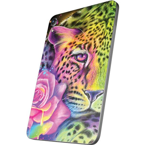 Neon Rainbow Cheetah with Rose by Sheena Pike Apple iPad Mini Skin