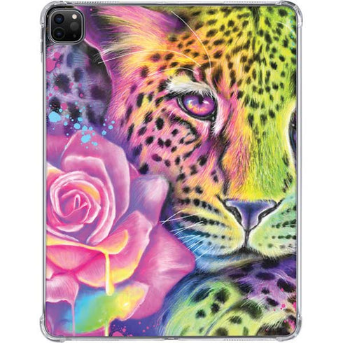Neon Rainbow Cheetah with Rose by Sheena Pike iPad Pro 11in (2024) Clear Case