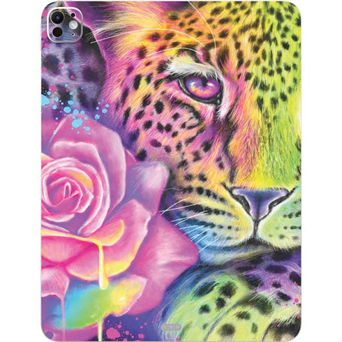 Neon Rainbow Cheetah with Rose by Sheena Pike iPad Pro 13in M4 (2024) Skin