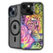 Neon Rainbow Cheetah with Rose by Sheena Pike iPhone 15 Plus Kickstand Case