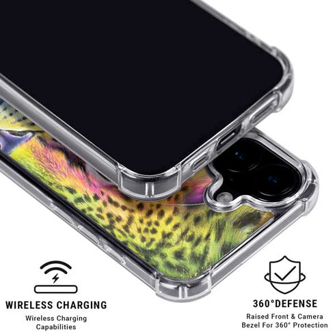 Neon Rainbow Cheetah with Rose by Sheena Pike iPhone 16 MagSafe Case