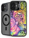 Neon Rainbow Cheetah with Rose by Sheena Pike iPhone 16 Plus Kickstand Case