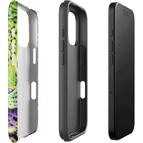 Neon Rainbow Cheetah with Rose by Sheena Pike iPhone 16 Pro Impact Case