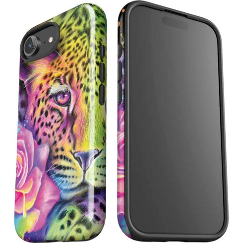Neon Rainbow Cheetah with Rose by Sheena Pike iPhone 16e Impact Case