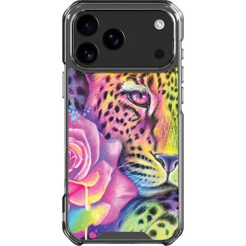 Neon Rainbow Cheetah with Rose by Sheena Pike iPhone 18 Pro Max Clear Case