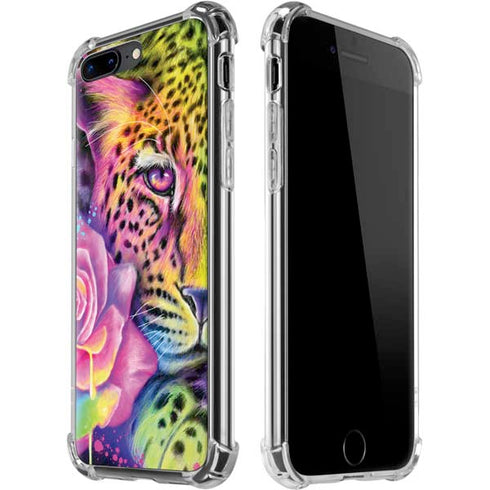 Neon Rainbow Cheetah with Rose by Sheena Pike iPhone Cases