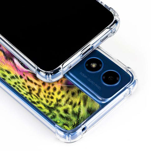Neon Rainbow Cheetah with Rose by Sheena Pike Moto G 5G (2024) Clear Case