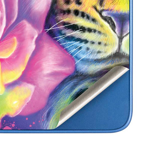 Neon Rainbow Cheetah with Rose by Sheena Pike Moto G Play 4G (2024) Skin