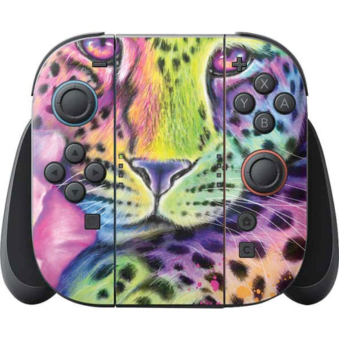 Neon Rainbow Cheetah with Rose by Sheena Pike Nintendo Switch 2 (2025) Joy-Con Controller Skin