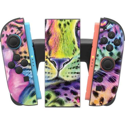 Neon Rainbow Cheetah with Rose by Sheena Pike Nintendo Switch 2 (2025) Joy-Con Controller Skin