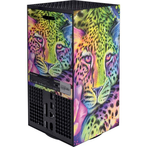 Neon Rainbow Cheetah with Rose by Sheena Pike Xbox Series X Bundle Skin
