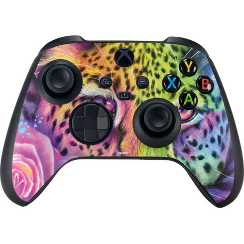 Neon Rainbow Cheetah with Rose by Sheena Pike Xbox Series X Bundle Skin