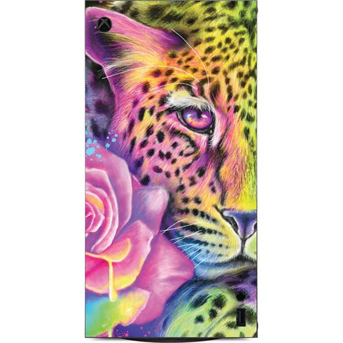 Neon Rainbow Cheetah with Rose by Sheena Pike XBox Series X Digital Edition Console Skin