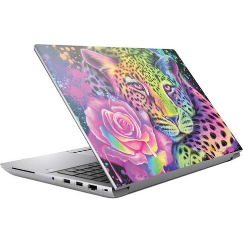 Neon Rainbow Cheetah with Rose by Sheena Pike HP ZBook Fury 16 G10 Skin