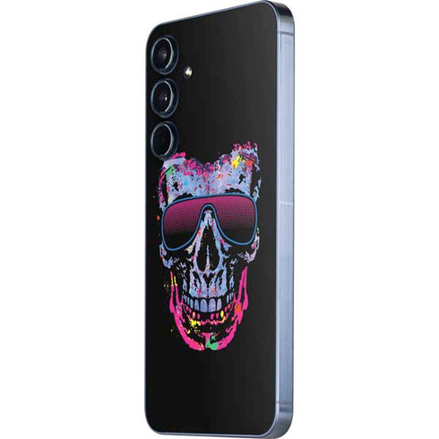 Liquid Blue Neon Skull with Glasses Galaxy A35 5G Skin