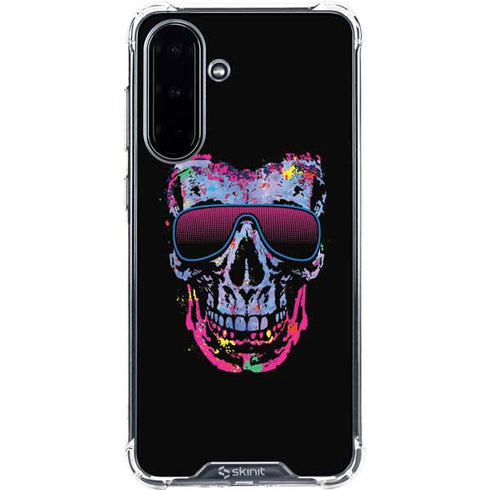 Liquid Blue Neon Skull with Glasses Galaxy A36 5G Clear Case