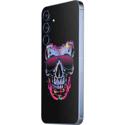 Liquid Blue Neon Skull with Glasses Galaxy A55 5G Skin