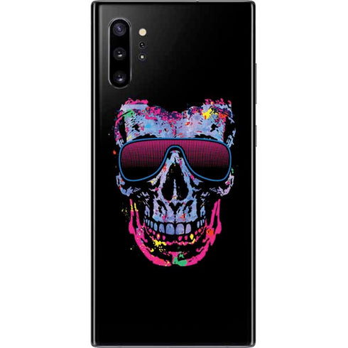 Liquid Blue Neon Skull with Glasses Galaxy Note 10 Plus Skin