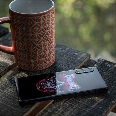 Liquid Blue Neon Skull with Glasses Galaxy Note 10 Plus Skin