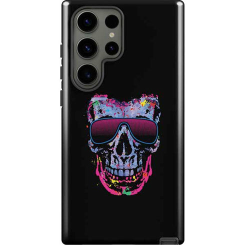 Liquid Blue Neon Skull with Glasses Galaxy S23 Ultra Pro Case