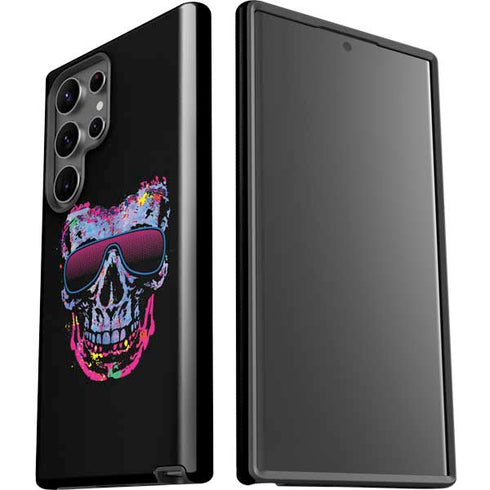 Liquid Blue Neon Skull with Glasses Galaxy S23 Ultra Pro Case