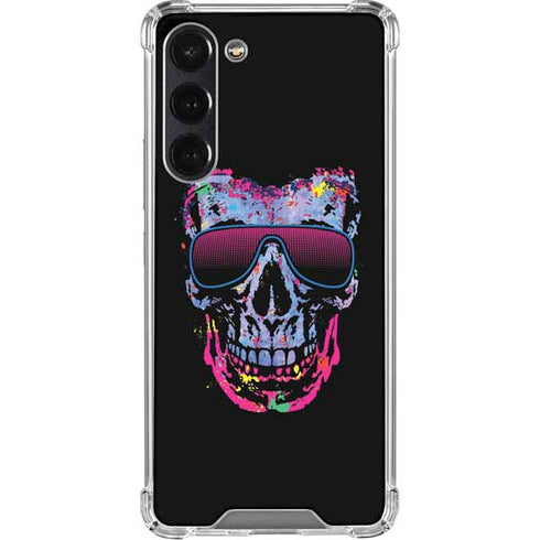 Liquid Blue Neon Skull with Glasses Galaxy S24 FE Clear Case