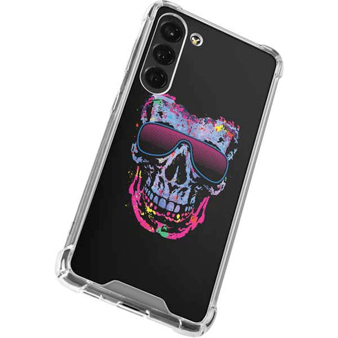 Liquid Blue Neon Skull with Glasses Galaxy S24 FE Clear Case