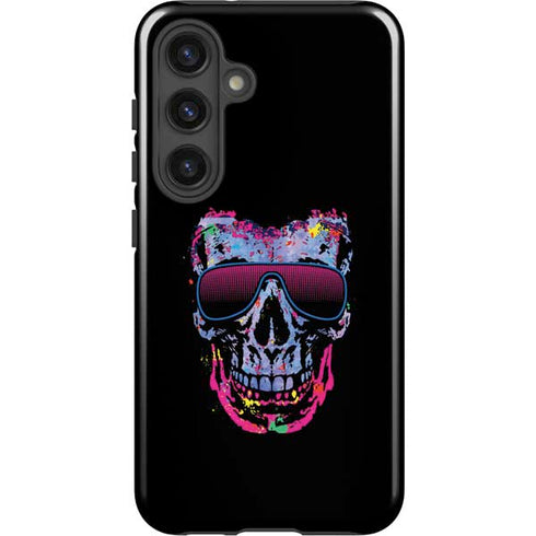 Liquid Blue Neon Skull with Glasses Galaxy S25 Impact Case