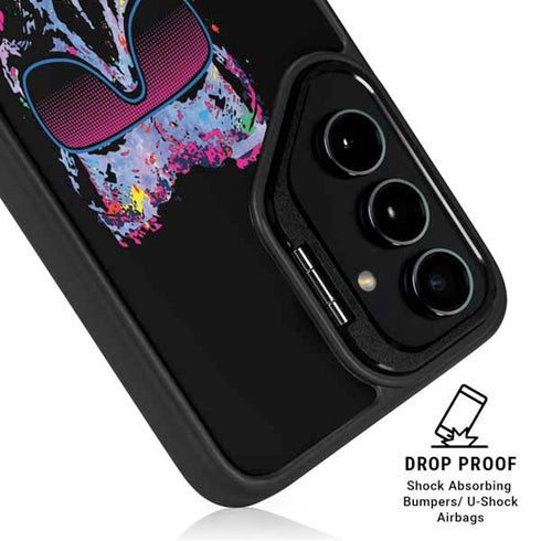 Liquid Blue Neon Skull with Glasses Galaxy S24 Plus Kickstand Case