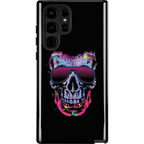 Liquid Blue Neon Skull with Glasses Galaxy Cases