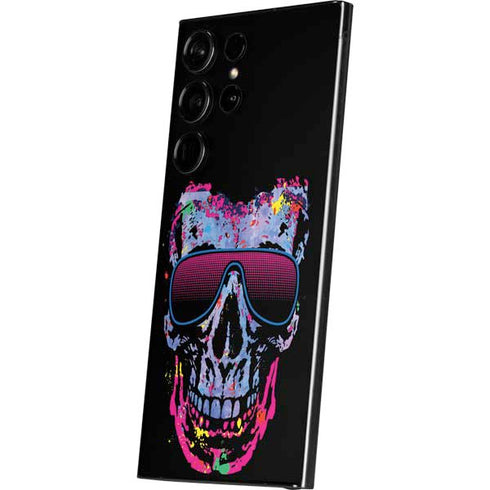 Liquid Blue Neon Skull with Glasses Galaxy S24 Ultra Skin