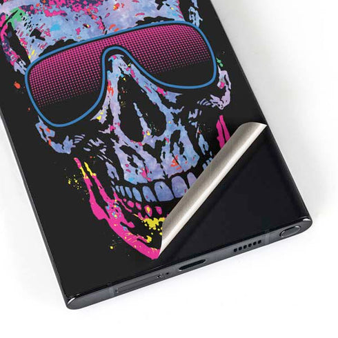 Liquid Blue Neon Skull with Glasses Galaxy S24 Ultra Skin
