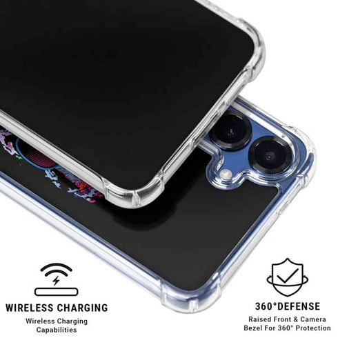 Liquid Blue Neon Skull with Glasses Galaxy S25 Clear Case