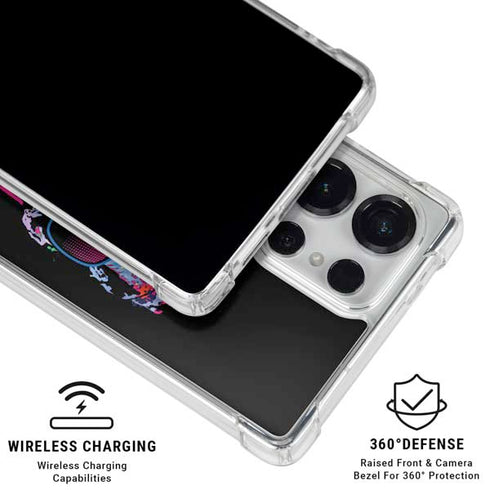 Liquid Blue Neon Skull with Glasses Galaxy S25 Ultra Clear Case