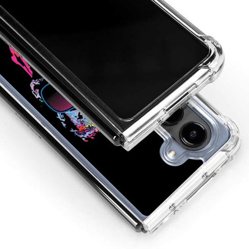 Liquid Blue Neon Skull with Glasses Galaxy Z Fold5 5G Clear Case