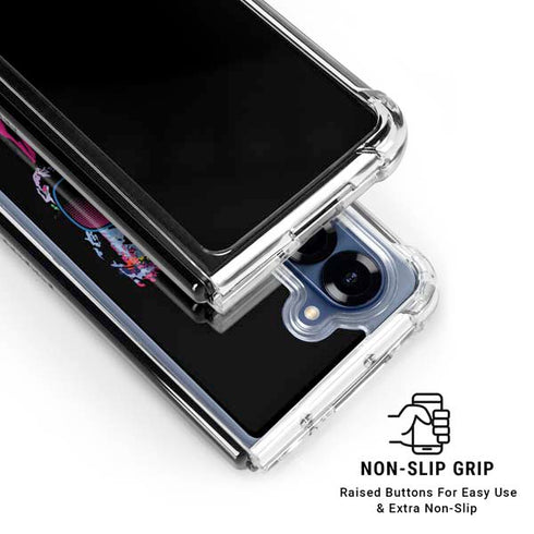 Liquid Blue Neon Skull with Glasses Galaxy Z Fold6 Clear Case