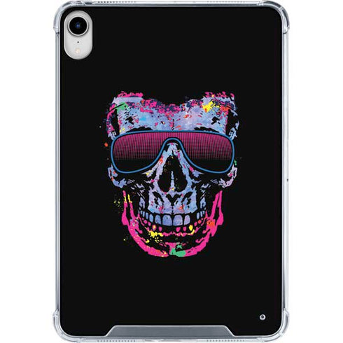 Liquid Blue Neon Skull with Glasses iPad 11th Gen (2025) Clear Case